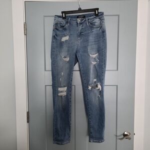 Judy Blue Distressed Skinny Jeans Size 9/29 Mid Rise Stretch Denim